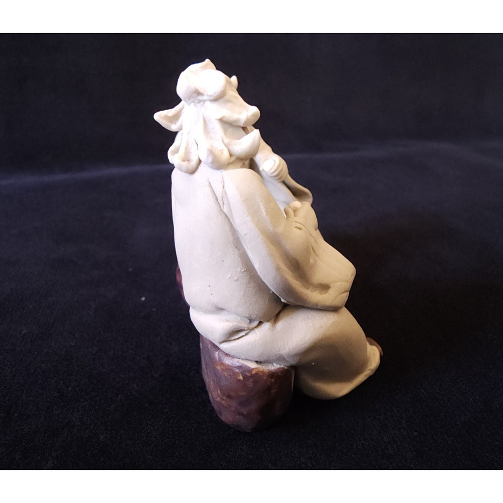 Vintage Shiwan Mudmen Lot of 3 Chinese Clay Sages Sages Scholars Figures 2" - Picture 9 of 16